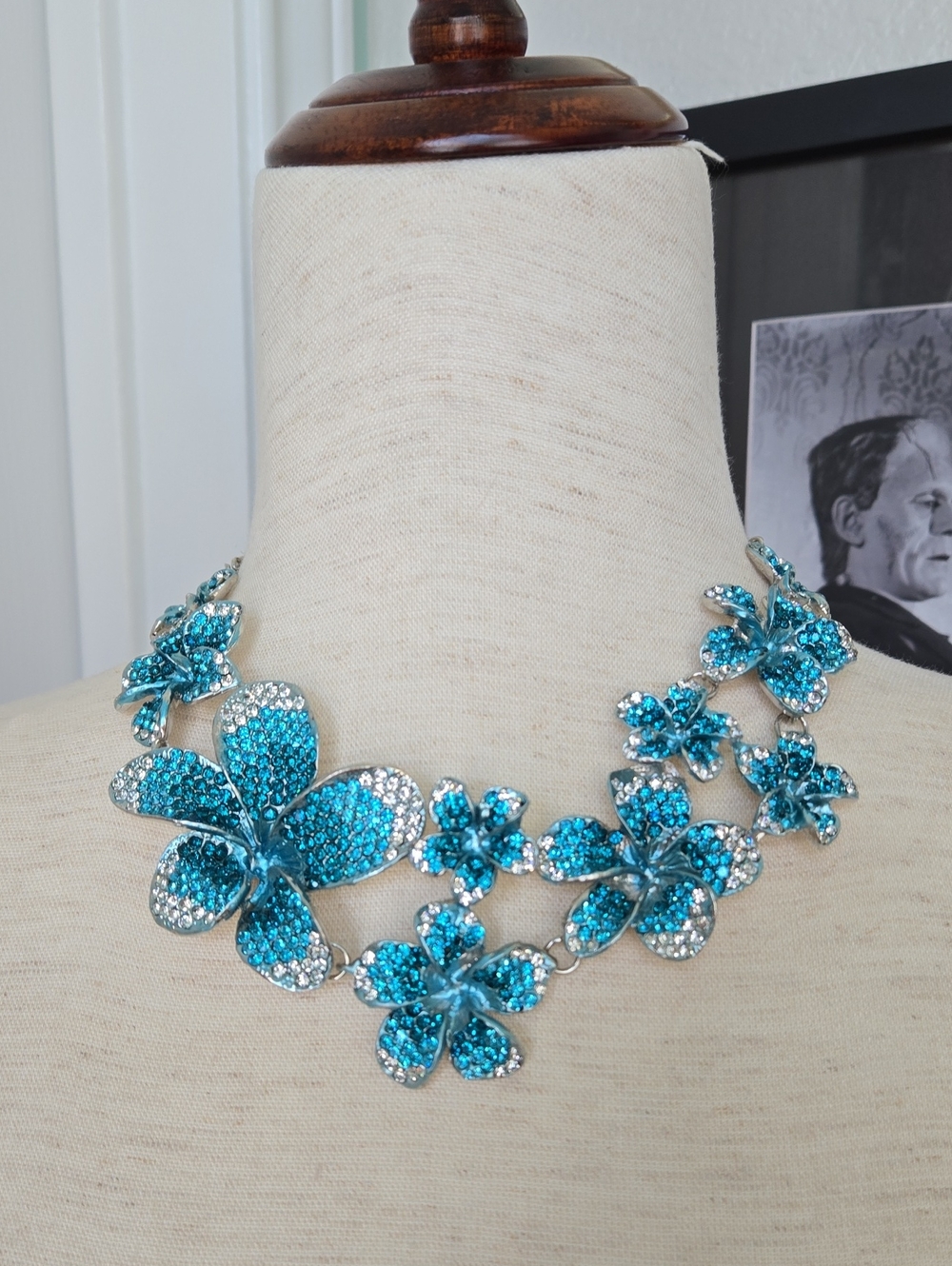 Turquoise Floral Crystal Necklace - Women Jewelry